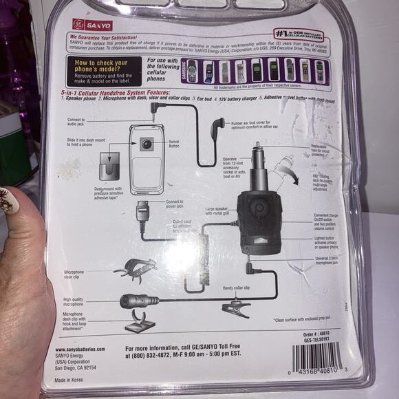 Sanyo Platinum Power Cell Phone Car Kit Hands Free System Motorola Vintage - Picture 3 of 4